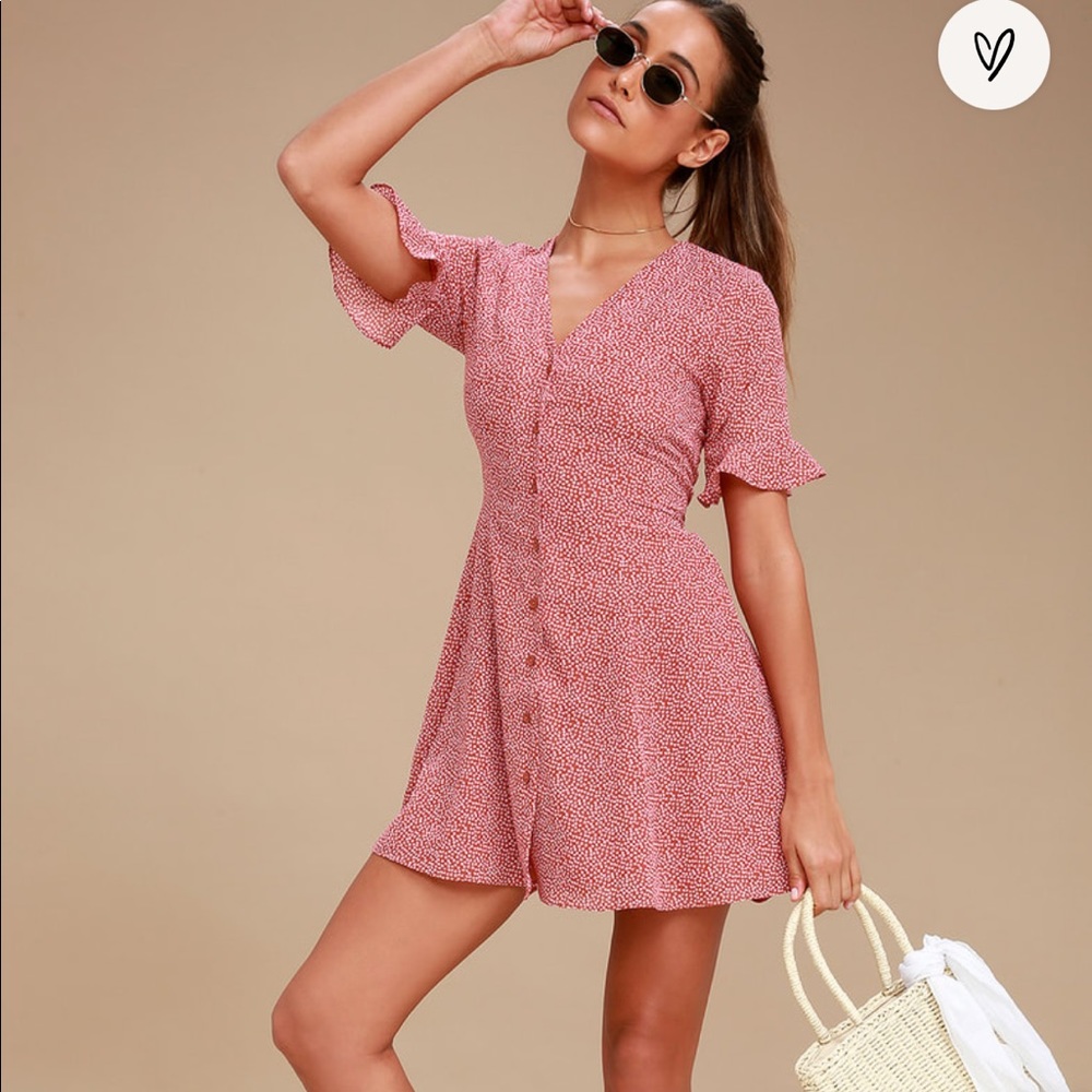 Castana Rust Red Print Button-Up Dress